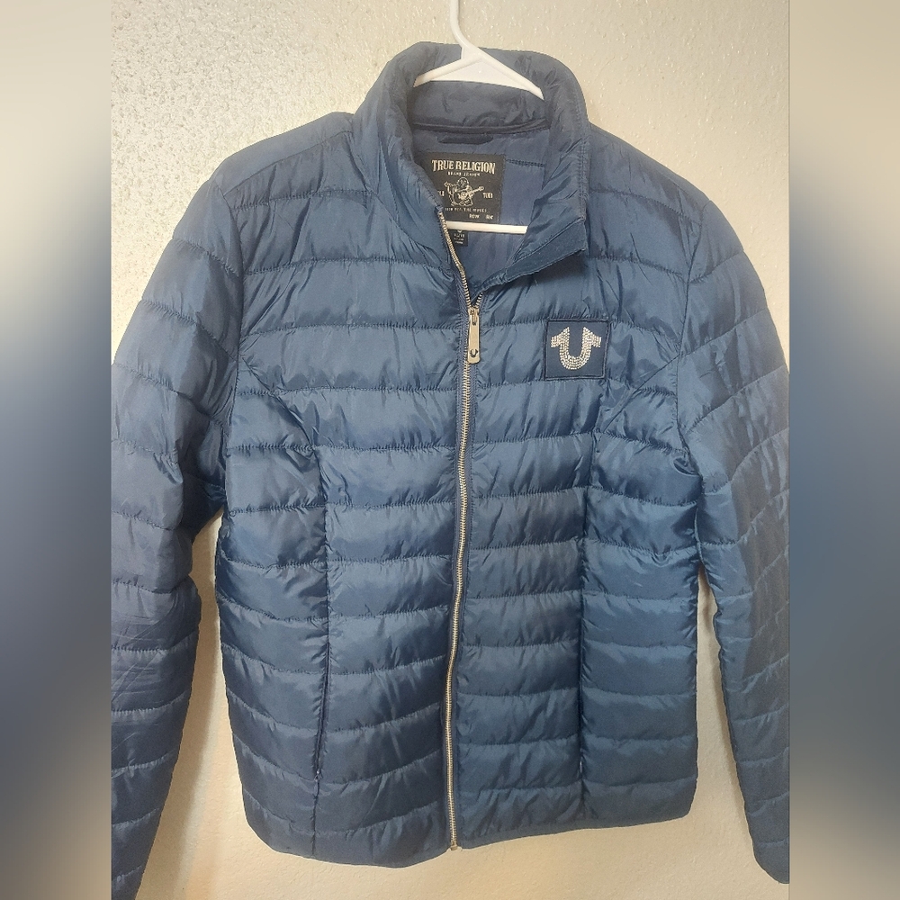 True Religion Blue Quilted Puffer Jacket